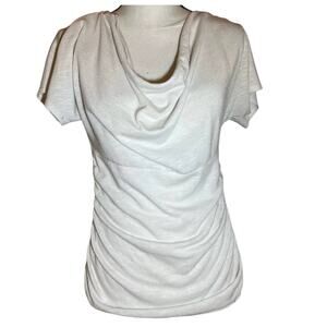 5/$25 By And By White Cowl Neck Ruched Siding Lace Back T-Shirt